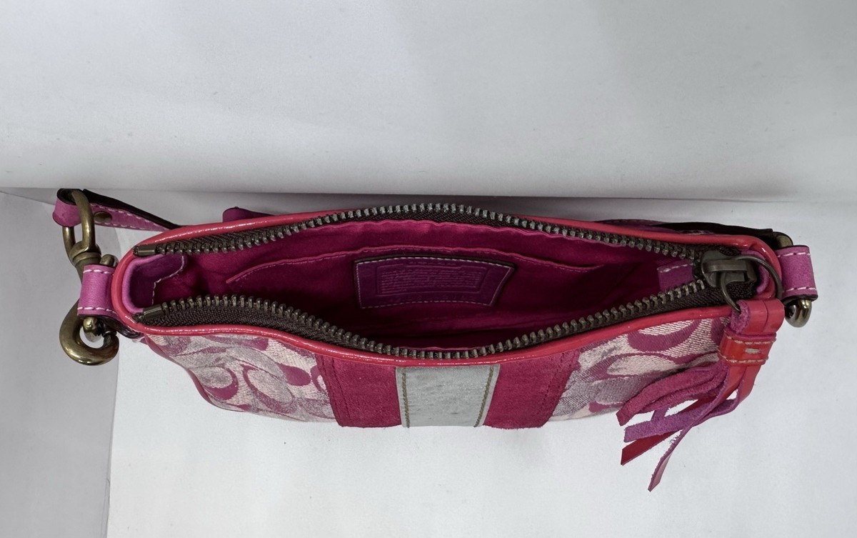 FOR CHARITY: Used Coach Vintage Metallic Suede Signature Stripe