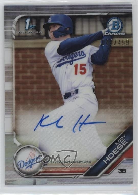 2019 Bowman Draft Chrome Pick Refractor /499 Kody Hoese #CDA-KH Auto tj1