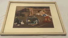 Vintage Courvoisier Galleries Disney Animation Cel Reproduction Print. Pinocchio