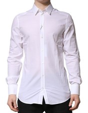 Dolce & Gabbana White Cotton GOLD Long Sleeves Formal Men's Shirt Authentic