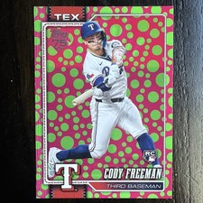 Cody Freeman Rookie 2026 Topps Series 1 Holiday Polka Dots Green/Pink Texas