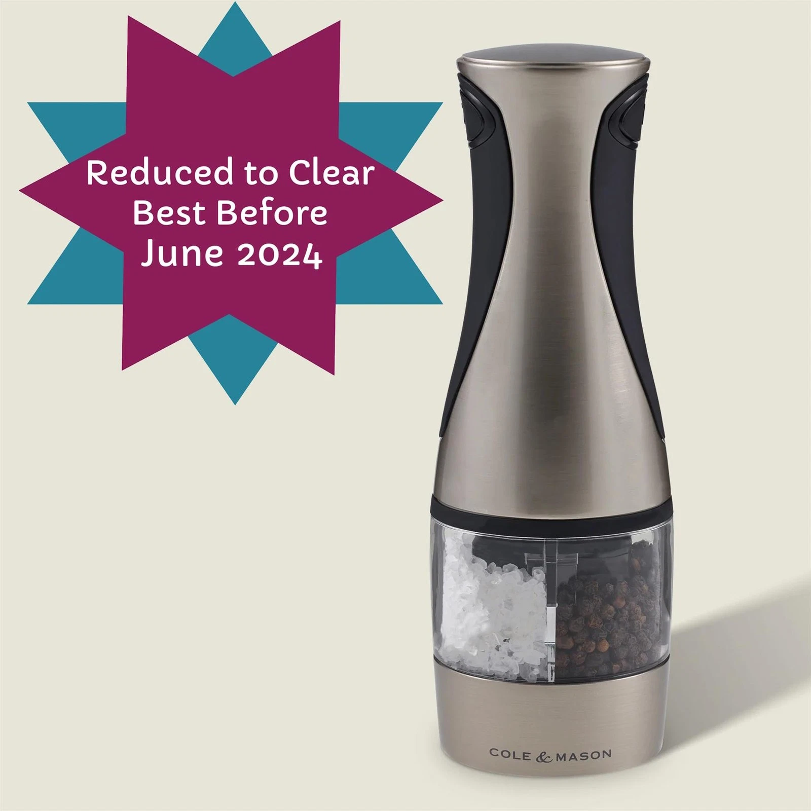 Clearance Electronic Salt Pepper Mill 2 In 1 Brushed Chrome Cole & Mason Kew
Opens in a new window o