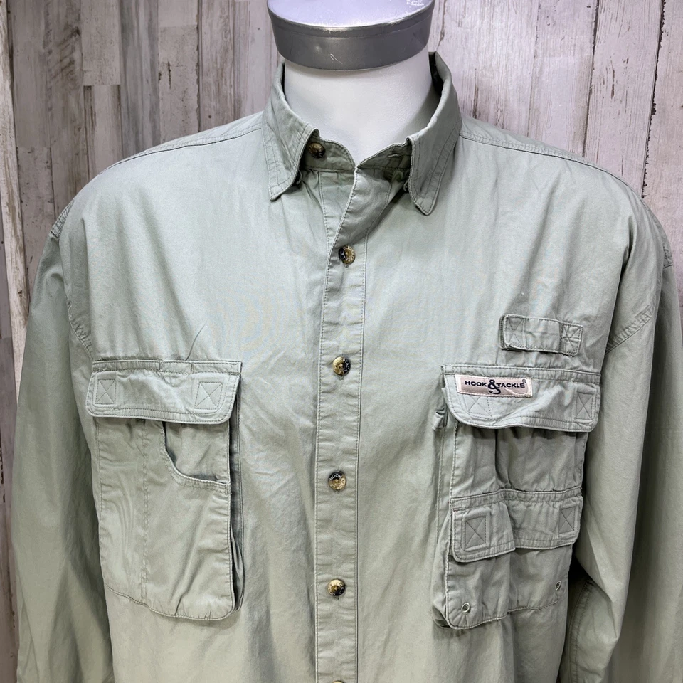Hook & Tackle Shirt Mens Size L Gray Troller Roll Tab Performance Fishing Vented - Image 4 of 4