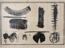 🔥 RARE Vintage 1963 Modern ABSTRACT Calligraphy Surrealist Lithograph, BLACK