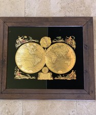 Il MappaMondo Gold Foil 1774 World Map Antonio Zatta Framed 30" x 26"