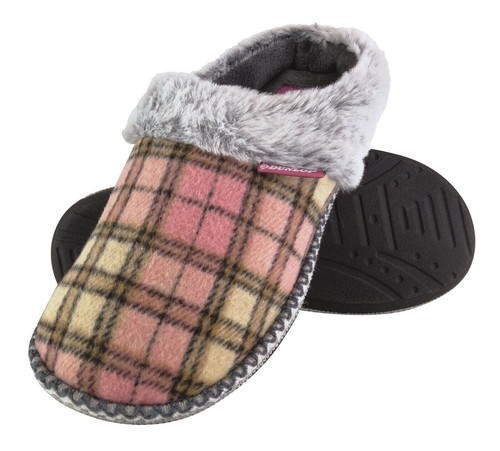 Dunlop Damen niedliche gemütliche Plüsch Memory Foam Strickhausschuhe mit offenen Rückenpantoletten - Bild 2 von 20