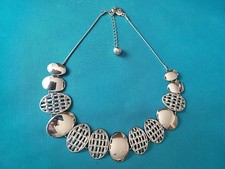LC Liz Claiborne Silvertone Chunky Statement Necklace 21" Signed Vintage