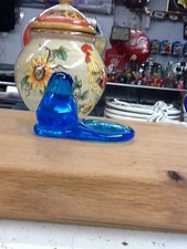 Vintage 1986 Leo Ward Signed Blue Bird Of Happiness Votive Glass Candle Holder