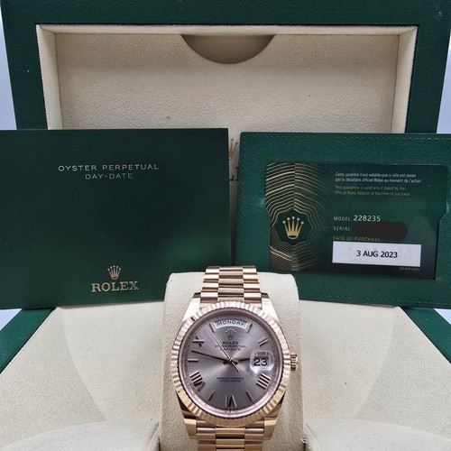 2023 PAPERS Rolex Day-Date 40 228235 President Rose Gold Sundu...