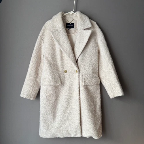 OFF WHITE Cappotto invernale pesante BCBGMAXAZRIA taglia M bianco sporco