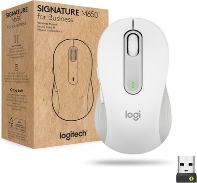 Logitech Signature M650 Kabellose Maus für Business 4000 DPI DPI RF, Weiß