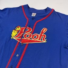 Disney Winnie The Pooh Camicia Uomo XL Blu Baseball Maglia con Bottoni Disney Store