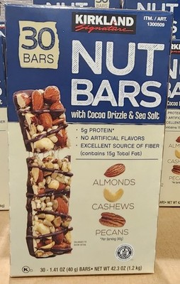 KIRKLAND SIGNATURE Nut Bars with Cocoa Drizzle & Sea salt (30 Bars)