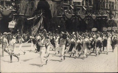 Photo postcard Munich, gymnastics festival, street parade - 3505394