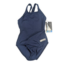 Arena Madison Youth FL Swimsuit Size 24 Navy Metallic Silver Chlorine Resistant