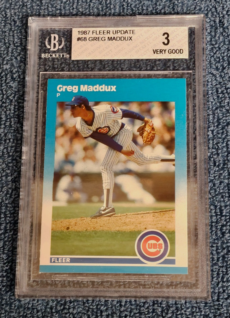 1987 FLEER UPDATE #U-68 GREG MADDUX ROOKIE CHICAGO CUBS BGS 9 AUCT#13403