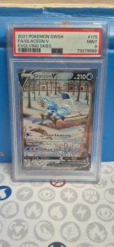 Glaceon V PSA9 (Alternate Full Art) 175/203 Swsh07: Evolving Skies Holo Rare
