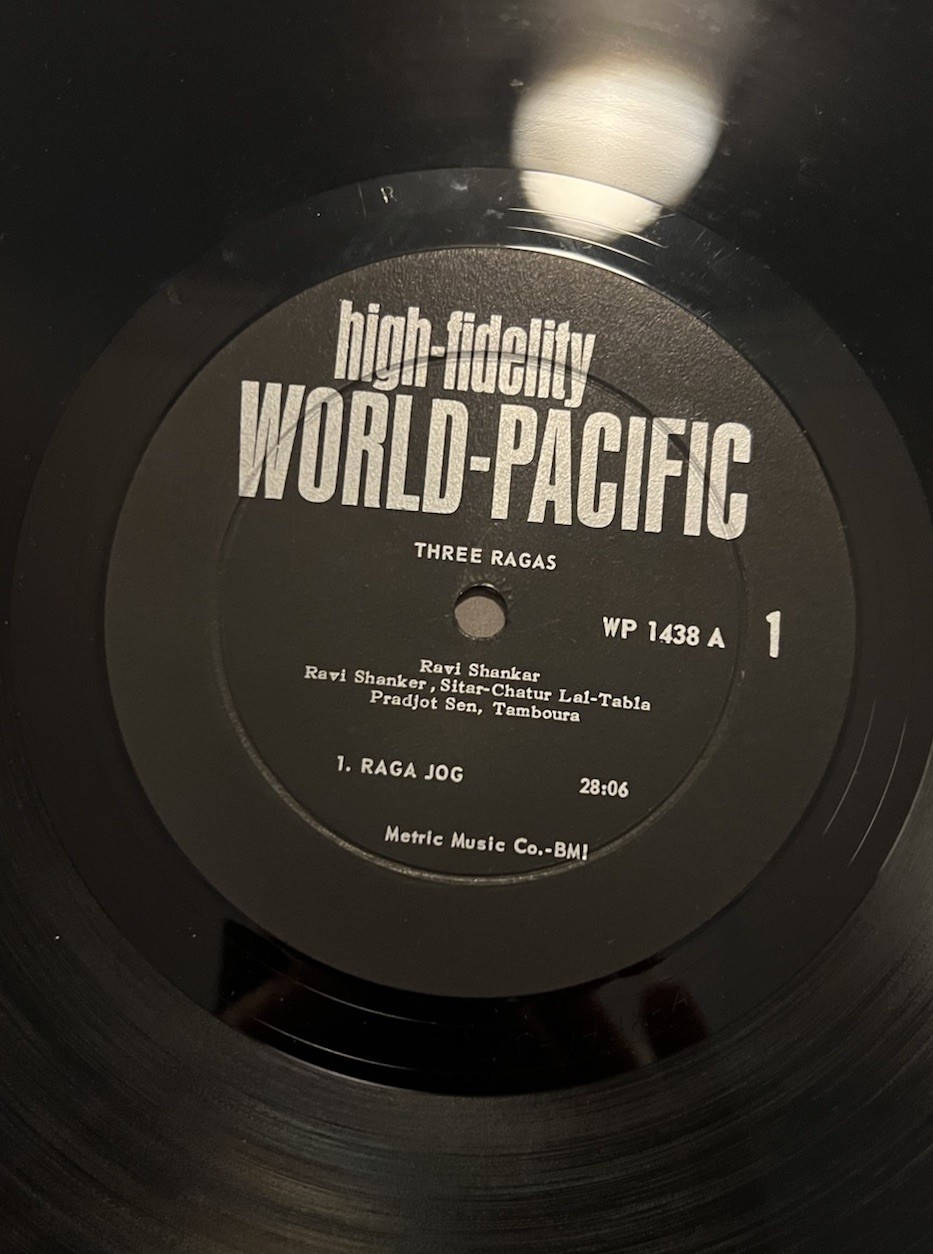 Ravi Shankar Three Ragas Vinyl LP World Pacific Records WP-1438 1967 Black Label