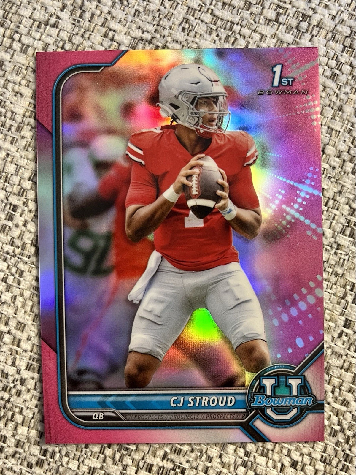 2021-22 Bowman University - C.J. Stroud #3 Chrome Prospects Pink Refractor (RC)