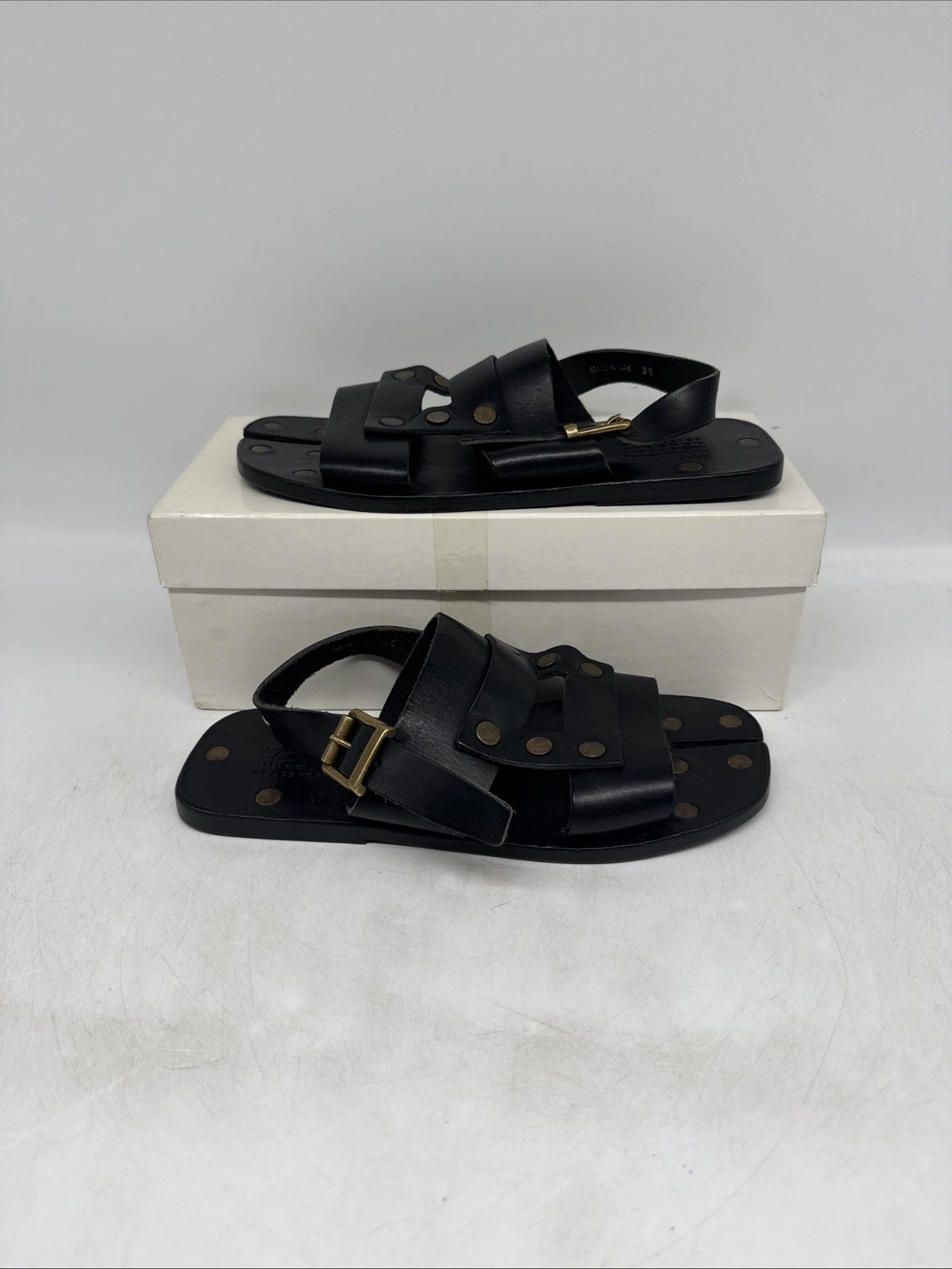 Maison Margiela Black Tabi Gladiator Sandals Black Studded UK 5 EU 38 New