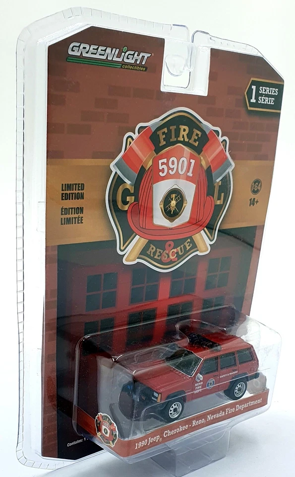 Greenlight 1/64 Scale 67010-D - 1990 Jeep Nevada Fire Department - Red - Image 2 of 4
