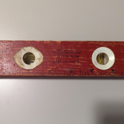 Level No 1123 Wood Johnson Products Milwaukee Wisconsin Original Red Paint Aged - Picture 5 of 6