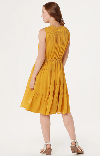 Rachel Hollis Ltd. Small Knit Dress with Sheer Cardigan Set Mustard Yellow S - Picture 5 of 7