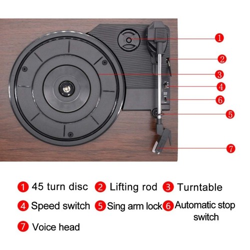 Vinyl Record Player Vintage Gramophone Turntable Disc Record Player Phonograph - Picture 6 of 7