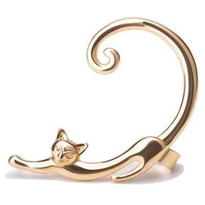 Cute Cat Cuff Earring Wrap - Left Ear, Gold