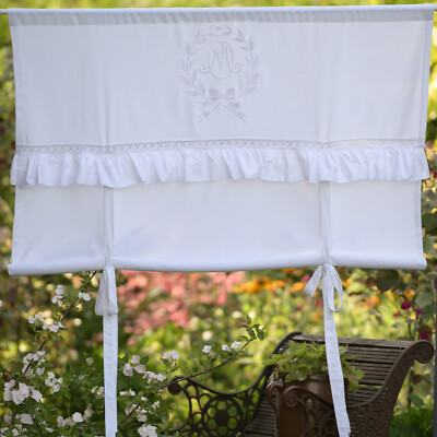 MATHILDE Raff Gardine 200x120cm Rollo LEINEN Raffrollo Landhaus Shabby Vintage