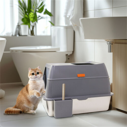 Edelstahl Katzenklo XXL Geschlossene Abnehmbare Katzentoilette Nicht-Klebrig DE - Bild 5 von 12