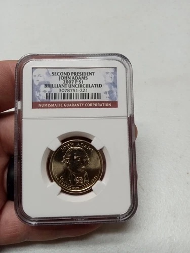 2007-P NGC Brilliant UNC John Adams Presidential Dollar $1 