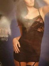 ann summers Sammie Black Sheer Lace Dress  Thong Small 8 10