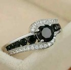 1.85ct Round Black Cubic Zirconia 14k White Gold Plated Engagement Wedding Ring