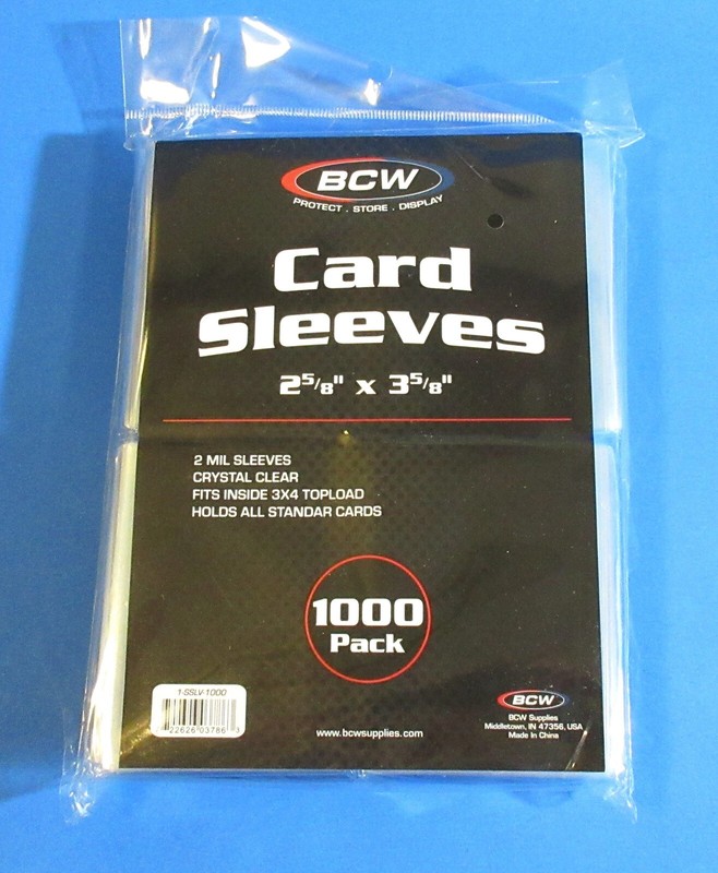 1000 BCW STANDARD CARD SLEEVES, 2-5/8"x 3-5/8",FITS INSIDE HOLDERS-ARCHIVAL SAFE