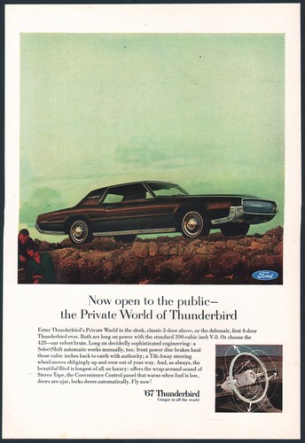 1967 Ford print ad black Thunderbird 2-dr Hardtop Coupe