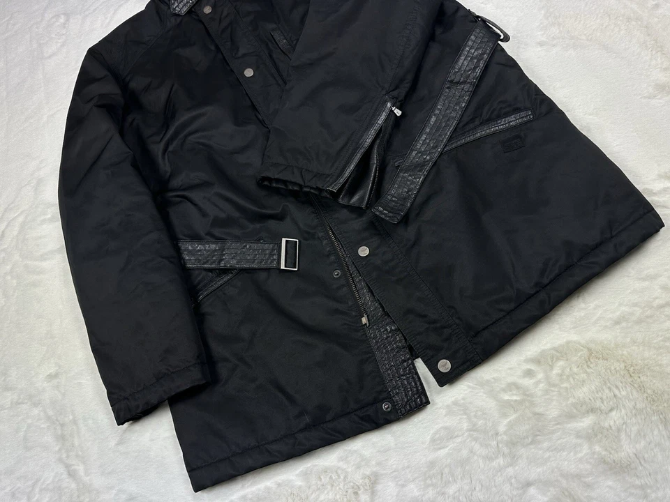 Vintage VERSACE Sport nylon/leather belted coat / size 50 - Image 3 of 4