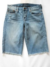 Lucky Brand Boardwalk Bermuda Jean Shorts Size 6/28 Distressed Denim Raw Hem