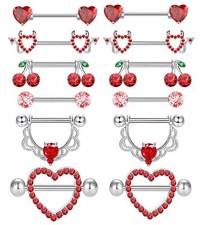 TIANCI FBYJS 6 Pairs Nipple Rings Stainless Steel Heart Butterfly Moon Flower...
