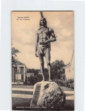 Postcard Massasoit Statue Plymouth Massachusetts USA