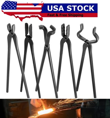 Knife Making Tongs Set Tools Blacksmith Bladesmith Tong Vise Anvil Forge 5 PCS