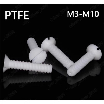 PTFE Plastic Slotted Countersunk Flat Head Screws M3/M4/M5/M6/M8/M10