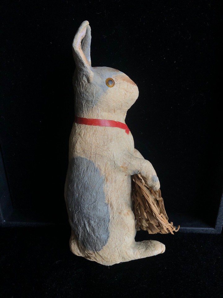 RARE LARGE Antique German Easter Bunny Rabbit Crepe Paper Cotton Spun ...