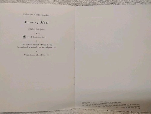 Vintage British Airways World Traveler Mittagessen/Tee Menü Dallas Fort Worth/London - Bild 6 von 6