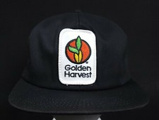 VTG Golden Harvest K-Products Trucker Farmer Snapback Hat Cap Patch No Mesh Blk