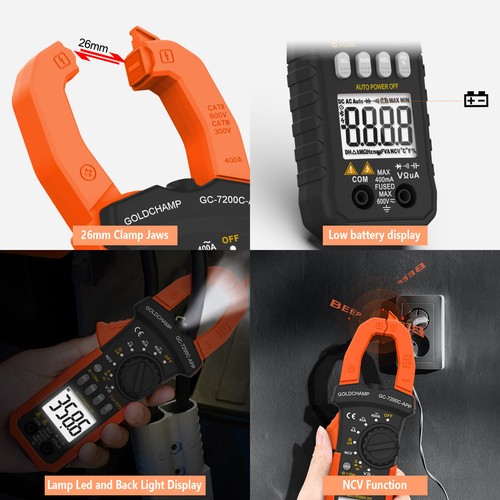 Digitales Zangenmessgerät Multimeter Strommesszange AC DC Volt Amp TRMS 4000 APP - Bild 7 von 11