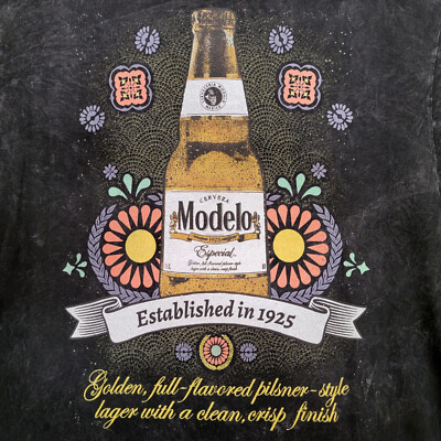 MODELO Shirt mens Small Black Beer Cerveza Casual Mexican Lager Floral NWT