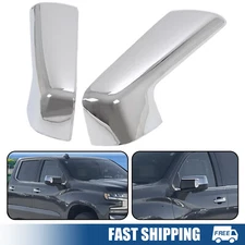 Chrome Top Half Mirror Covers Caps For Chevy Silverado/GMC Sierra 1500 19-24