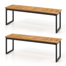 Set of 2 Patio Dining Bench In/Outdoor 800 lbs Backless Bench Garden Furniture