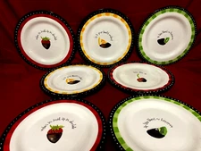 Oneida Chocolate Dipped Set Of 7 Dessert/Snack/Salad Plates 8 3/4"
